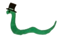 LGS's mascot, a green snake or worm wearing a top hat